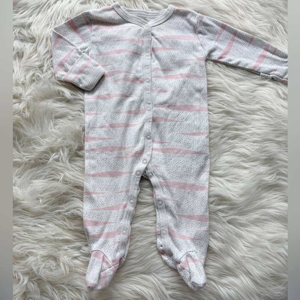 Rosie Pope Pink and White Footies Cozy One Piece
